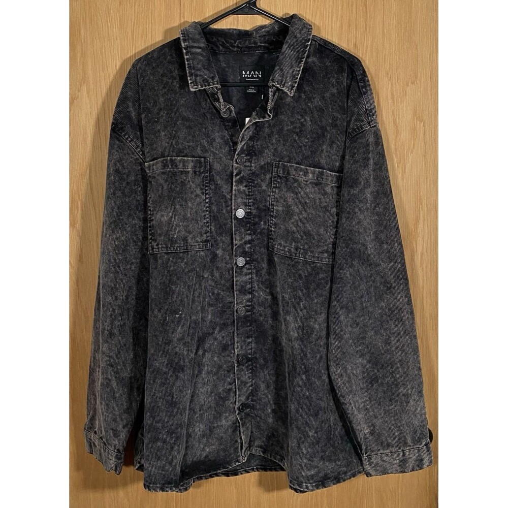 Men's 2XL Corduroy Shacket Jacket Distressed Gorp Snap Button Oversized Pockets